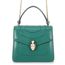 Load image into Gallery viewer, BVLGARI Serpenti Forever Top Handle Emerald Green39778 Calf Leather
