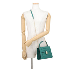 Load image into Gallery viewer, BVLGARI Serpenti Forever Top Handle Emerald Green39778 Calf Leather
