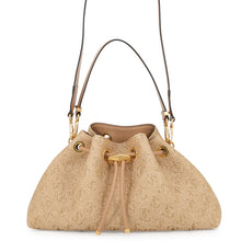 将图像加载到图库查看器中，JIMMY CHOO Cinch Bag Beige Raffia Size Medium
