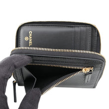 Load image into Gallery viewer, CHANEL Compact wallet BlackAP5389 Embossed Leather
