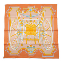 Load image into Gallery viewer, HERMES Carre LES ROUES DE PHAETON (Wheels of a four-wheeled carriage) Size 70 Orange・Cui / Poodle / Soleil Silk100%
