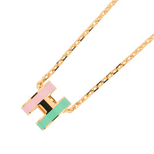 Load image into Gallery viewer, HERMES Pop Ash Necklace Rocabar Malabar Size Mini Vert/Rose Lacquer Gold Plated

