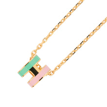 Load image into Gallery viewer, HERMES Pop Ash Necklace Rocabar Malabar Size Mini Vert/Rose Lacquer Gold Plated
