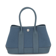 HERMES Neo Garden Blue Tempete Toile Officier Negonda Leather Size 23