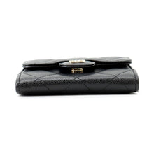 将图像加载到图库查看器中，CHANEL Matelasse Compact Chain Wallet BlackAP0238-B10583-C3906 Caviar Leather
