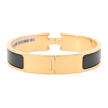 Load image into Gallery viewer, HERMES ClicH Bangle Size PM Black Gold Plated Enamel
