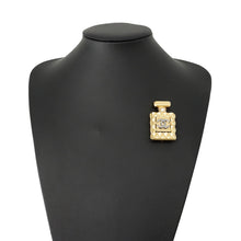 Load image into Gallery viewer, CHANEL CC Logo Perfume Bottle Motif Brooch Gold Gold Plated Rhinestone Faux Pearl
