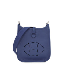 Load image into Gallery viewer, HERMES Evelyne Long Blue Tie Taurillon Clemence Size TPM
