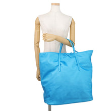 将图像加载到图库查看器中，BALENCIAGA LEOPOLDA Tote Bag Blue789817 Satin Leather Size XL
