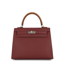 将图像加载到图库查看器中，HERMES Kelly Sellier tricolor Rouge H/Beblanc/Gold Epsom Size 25
