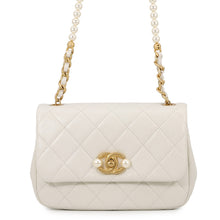 Load image into Gallery viewer, CHANEL Mini Matelasse Pearl Chain White Lambskin
