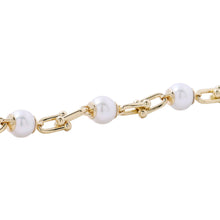 将图像加载到图库查看器中，TIFFANY&amp;Co. HardWear Link Pearl Bracelet Size Large70606178 18K Yellow Gold
