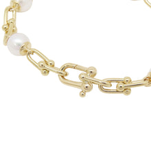 将图像加载到图库查看器中，TIFFANY&amp;Co. HardWear Link Pearl Bracelet Size Large70606178 18K Yellow Gold
