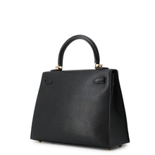 Load image into Gallery viewer, HERMES Kelly Sellier Black Chevre Myzore Goatskin Size 25
