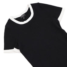 将图像加载到图库查看器中，CHANEL CC Logo Ribbed Short-Sleeve Knit Size 38 Black/WhiteP79495-K11480-U0883 Cotton56% Polyamide44%
