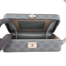 Load image into Gallery viewer, GUCCI Cutout Interlocking G Shoulder Bag Gray/Black725341 GG Supreme Leather
