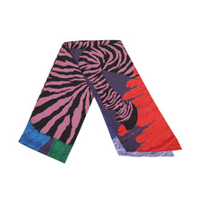 将图像加载到图库查看器中，HERMES Zebra Pegasus Maxi Twilly Purple/Multicolor Silk100%
