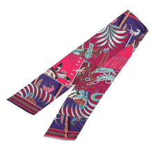 将图像加载到图库查看器中，HERMES CARRE EN CARRES Maxi Twilly Bordeaux/Multicolor Silk100%
