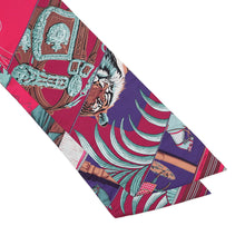 将图像加载到图库查看器中，HERMES CARRE EN CARRES Maxi Twilly Bordeaux/Multicolor Silk100%
