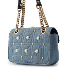 Load image into Gallery viewer, GUCCI GG Marmont Denim Shoulder Bag Blue446744 Denim Leather Faux Pearl Size Small
