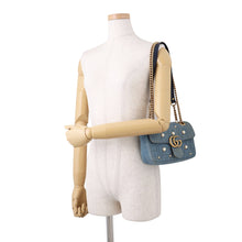 Load image into Gallery viewer, GUCCI GG Marmont Denim Shoulder Bag Blue446744 Denim Leather Faux Pearl Size Small
