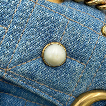 Load image into Gallery viewer, GUCCI GG Marmont Denim Shoulder Bag Blue446744 Denim Leather Faux Pearl Size Small
