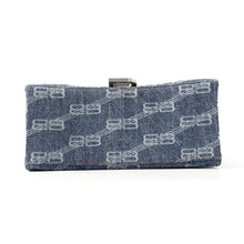 Load image into Gallery viewer, BALENCIAGA Hourglass BB Monogram Denim Bag Blue593546210E64716 Denim Size Small

