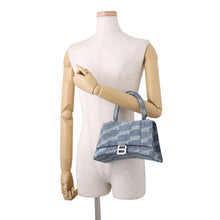 Load image into Gallery viewer, BALENCIAGA Hourglass BB Monogram Denim Bag Blue593546210E64716 Denim Size Small
