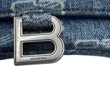 Load image into Gallery viewer, BALENCIAGA Hourglass BB Monogram Denim Bag Blue593546210E64716 Denim Size Small

