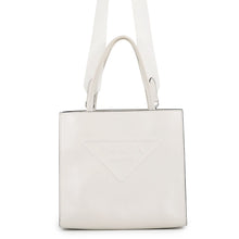 Load image into Gallery viewer, PRADA Triangle Logo Embossed 2-Way Tote Bag White1BG382_ASK_F0009 Leather

