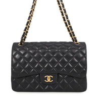 CHANEL Jumbo Matelasse Double Flap Black Lambskin Size 30