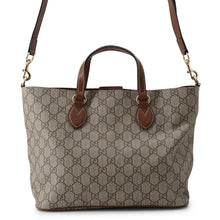 将图像加载到图库查看器中，GUCCI 2way Handbag Brown473887 GG Supreme Leather
