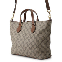 将图像加载到图库查看器中，GUCCI 2way Handbag Brown473887 GG Supreme Leather
