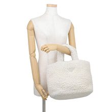 将图像加载到图库查看器中，PRADA Triangle Logo Tote 2-Way Handbag White1BG428_2FLI_F0018 Wool Cashmere Size Small
