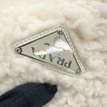将图像加载到图库查看器中，PRADA Triangle Logo Tote 2-Way Handbag White1BG428_2FLI_F0018 Wool Cashmere Size Small
