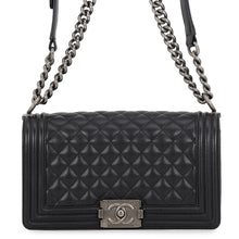 将图像加载到图库查看器中，CHANEL Boy Chanel ChainShoulder Bag BlackA67086 Caviar Leather Size 25
