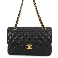 CHANEL Matelasse W-Flap W-Chain Shoulder Bag BlackA01113 Caviar Leather Size 23