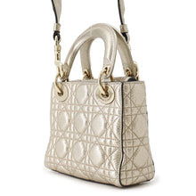 将图像加载到图库查看器中，Dior Lady Dior 2way Bag Gold Leather Size Mini
