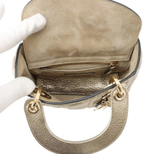 将图像加载到图库查看器中，Dior Lady Dior 2way Bag Gold Leather Size Mini
