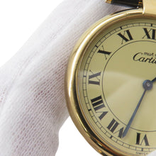 Load image into Gallery viewer, CARTIER Must Vendôme LM Vermeil W30mm SV925 Leather Ivory DialW1001853
