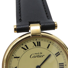 Load image into Gallery viewer, CARTIER Must Vendôme LM Vermeil W30mm SV925 Leather Ivory DialW1001853

