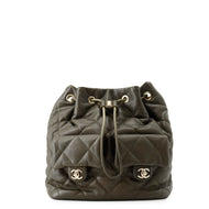 CHANEL Drawstring Double Pocket Backpack KhakiAS4342 Leather