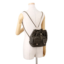 将图像加载到图库查看器中，CHANEL Drawstring Double Pocket Backpack KhakiAS4342 Leather
