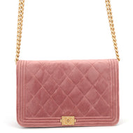CHANEL Boy Chanel Chain Wallet Pink Velvet