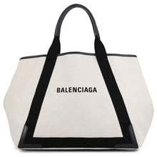 Load image into Gallery viewer, BALENCIAGA Navy Kabas Natural/Black339936 Canvas Leather
