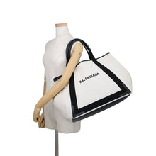 Load image into Gallery viewer, BALENCIAGA Navy Kabas Natural/Black339936 Canvas Leather
