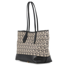 Load image into Gallery viewer, Ferragamo Gancini Tote Bag Black/Beige21H663 720393 Leather Canvas
