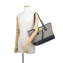 Load image into Gallery viewer, Ferragamo Gancini Tote Bag Black/Beige21H663 720393 Leather Canvas
