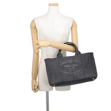 Load image into Gallery viewer, PRADA Canapa 2WAY Tote Bag Black1BG642 Denim Size Medium
