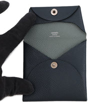 将图像加载到图库查看器中，HERMES Bastia Blue Indigo/Vert Amande Epsom
